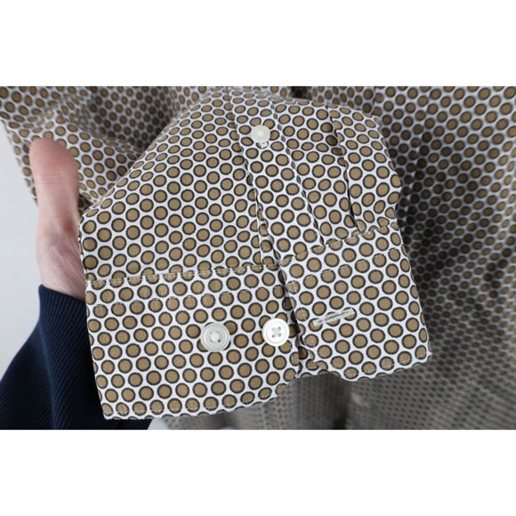 Express Mens Size 2XL XXL Stretch Polka Dot Collared Long Sleeve Button Shirt - Picture 5 of 12